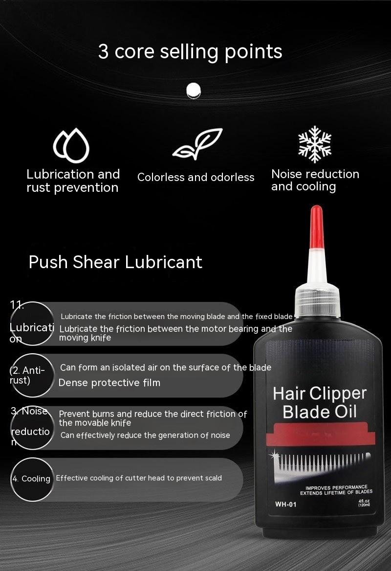 Hair clipper blade oil with features listed