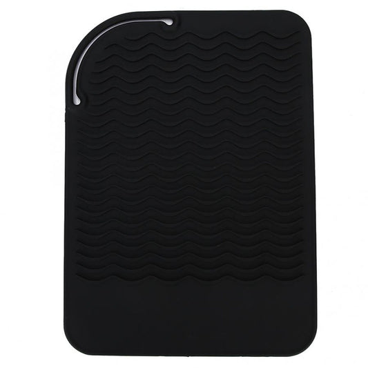 Silicone heat resistant mat for hair straighteners and hot styling tools, non-slip surface