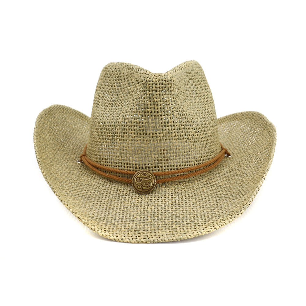 Straw cowboy hat with belt detail for men and women
Western-style straw hat for outdoor and festival wear
Breathable cowboy hat for summer and casual outfits
Classic unisex straw hat with stylish belt accent