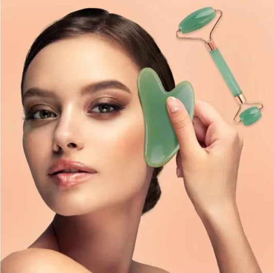 Facial Jade Roller & Gua Sha Set – De-Puff, Sculpt & Refresh.