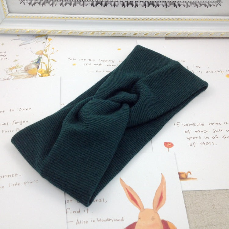 Girls’ Knitted Crossover Headband – Wide Elastic Hairband