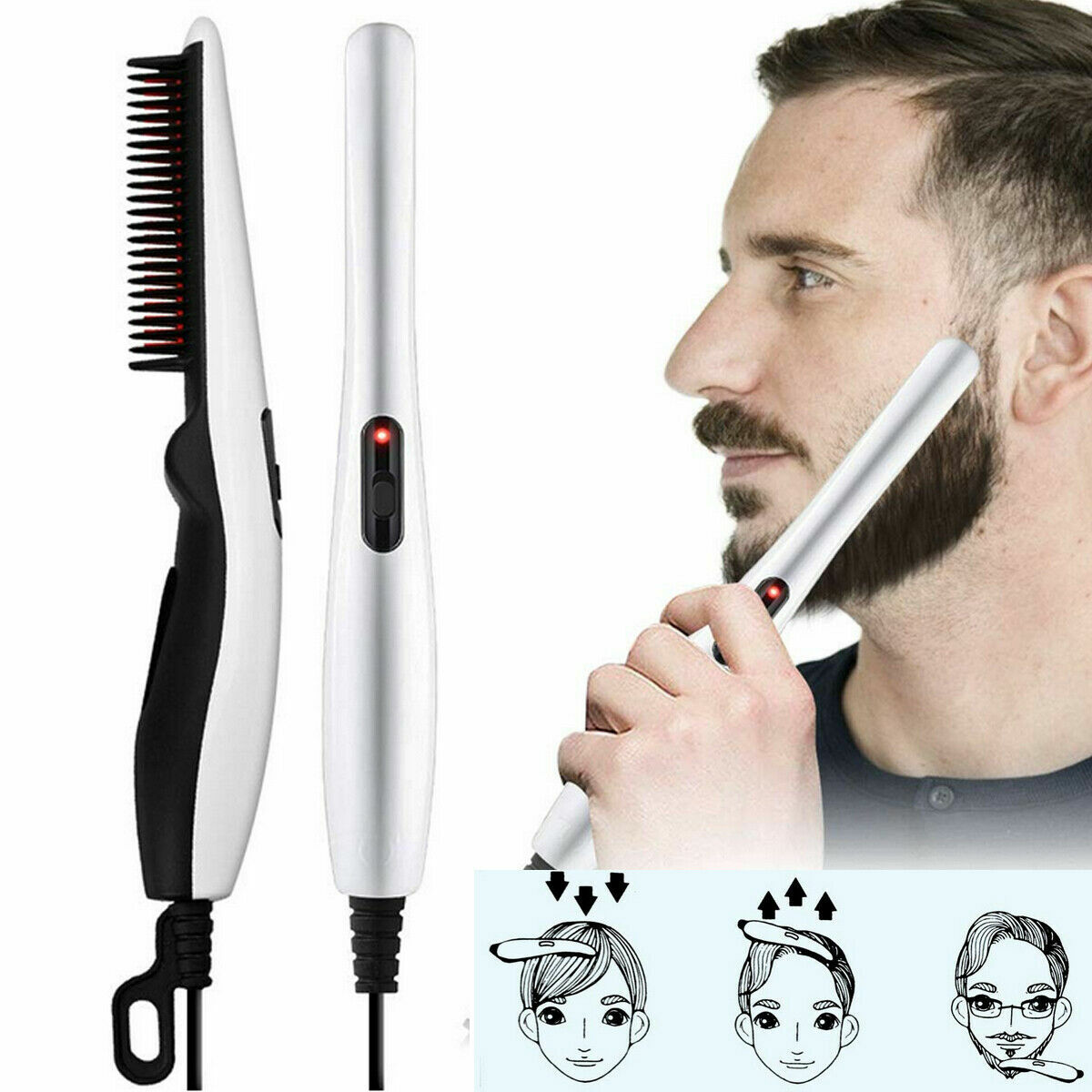 Portable Heated Beard & Hair Straightening Comb – Fast Styling & Grooming.