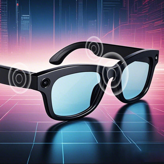 M01Pro color-changing smart glasses with AR display
M01Pro blue smart glasses showing music playback