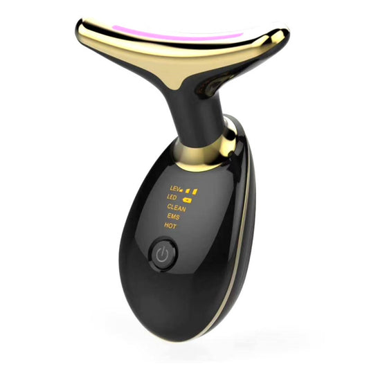 LED neck and face beauty device with EMS microcurrent therapy
Anti-aging neck massager with red blue and green LED light therapy
Portable facial tightening device with heat massage and ion cleansing
Rechargeable wrinkle reducing beauty tool for neck and face care