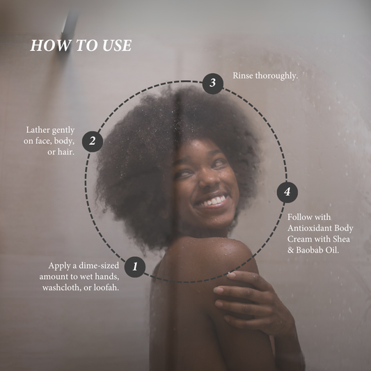 Gel de ducha de jabón negro africano con avena coloidal para pieles secas y sensibles