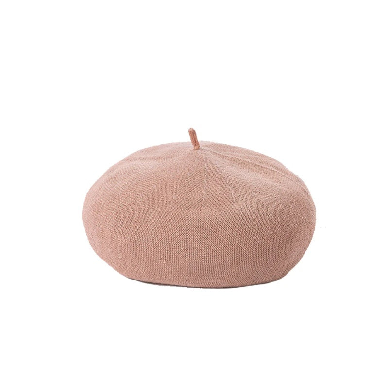 Breathable linen painter cap for women in summer
Classic beret with structured dome crown and deep brim
Lightweight, adjustable summer hat for casual and travel wear
Handmade linen cap with minimalist solid colors