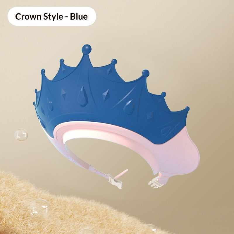 Toddler smiling while wearing shower crown during bath
Kids hair washing shield keeping water out of eyes
Parent washing child’s hair with no tears bath visor
Adjustable shower crown protecting child’s face from water
Happy bath time with kids using water shield crown