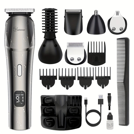 6-in-1 Professional Hair Clipper & Trimmer – Beard, Precision, Nose & Body Hair Grooming Kit