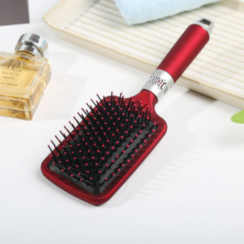 Brown and red premium hair brushes, plate and oval styles, durable ABS