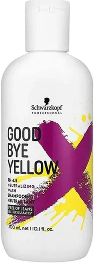 "Schwarzkopf Goodbye Yellow shampoo for removing yellow tones in gray hair"
"Purple toning shampoo with strong pigment for anti-brass results"
"Sulfate-free shampoo for cool blonde, silver, and gray hair"