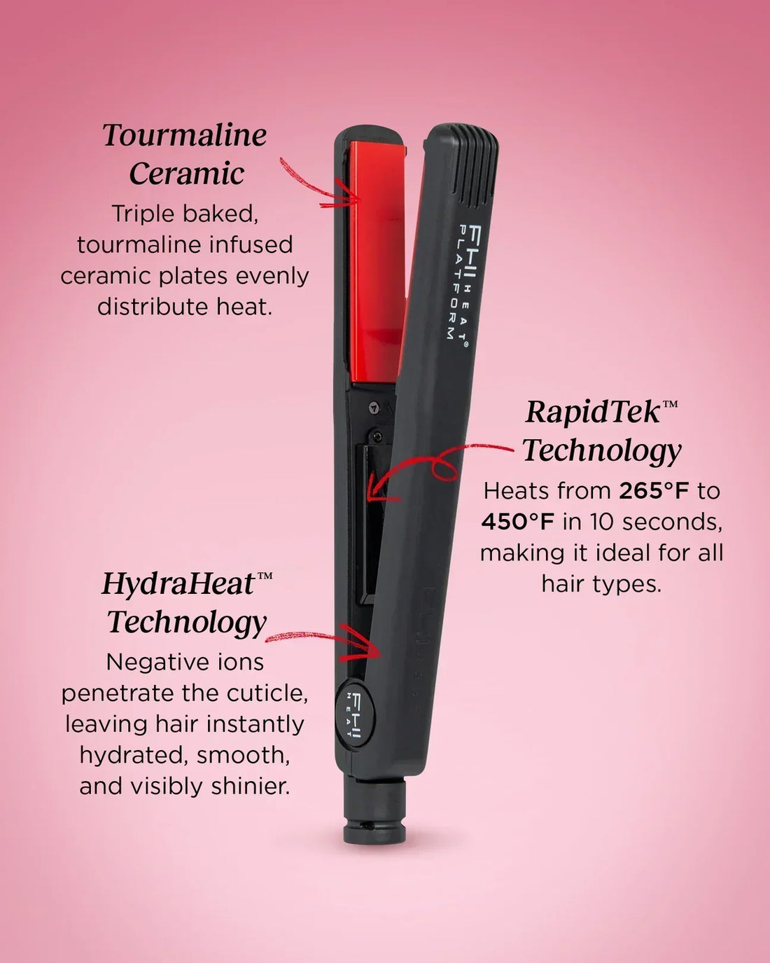 FHI Platform Tourmaline Ceramic Hair Styling Iron 1/2 in