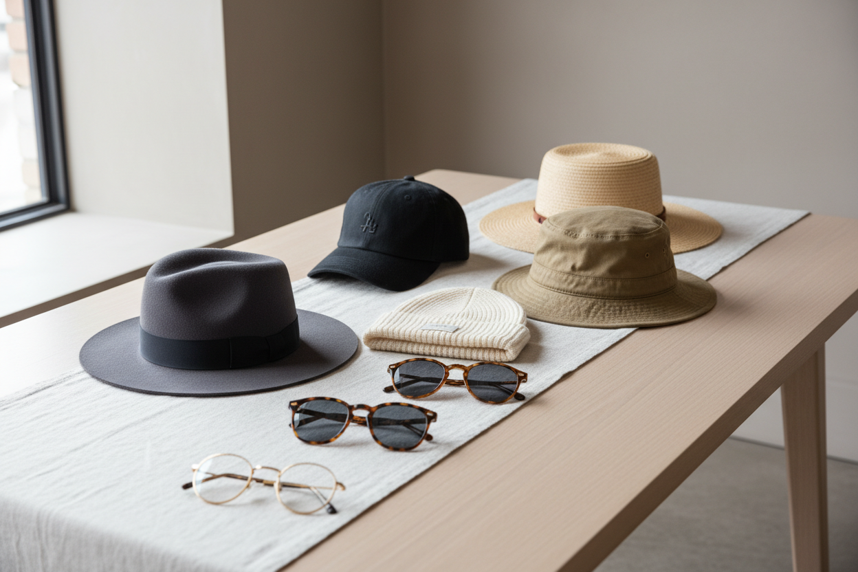 “Men’s hats and eyewear for style, comfort, and protection” “Stylish headwear and glasses collection for men” “Men’s everyday accessories – hats, sunglasses, and eyewear essentials”