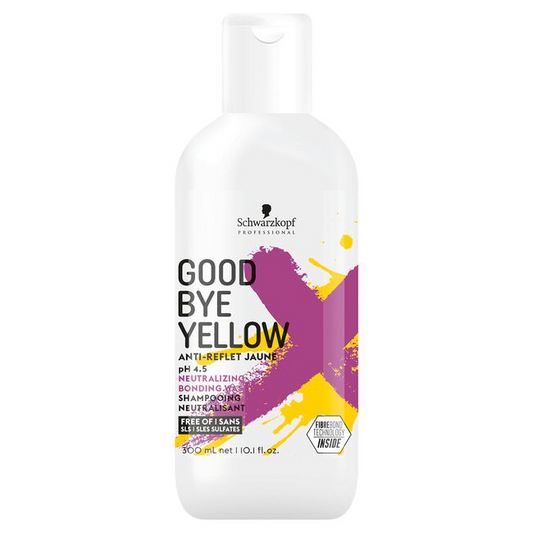 "Schwarzkopf Goodbye Yellow shampoo for removing yellow tones in gray hair"
"Purple toning shampoo with strong pigment for anti-brass results"
"Sulfate-free shampoo for cool blonde, silver, and gray hair"
