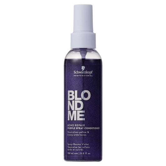 Purple spray conditioner to neutralize yellow tones and add shine"
"Leave-in conditioner for blonde and gray hair to detangle and smooth"
"Lightweight toning spray for cool, frizz-free, manageable hair"