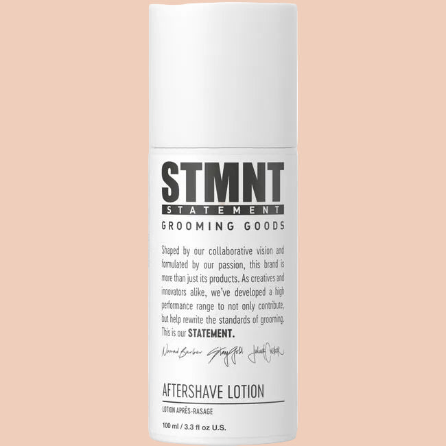 STMNT Grooming Aftershave Lotion for soothing post-shave skin
Professional aftershave lotion for men’s grooming routines