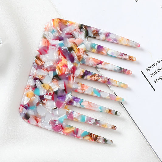Colorful hair comb Marble-finish cellulose acetate hair comb, anti-static and gentle on hair