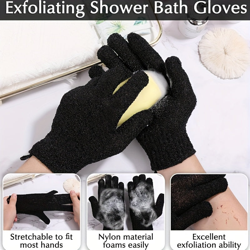 3‑Piece Exfoliating Dead Skin Removal Back Scrubber & Bath Gloves Set