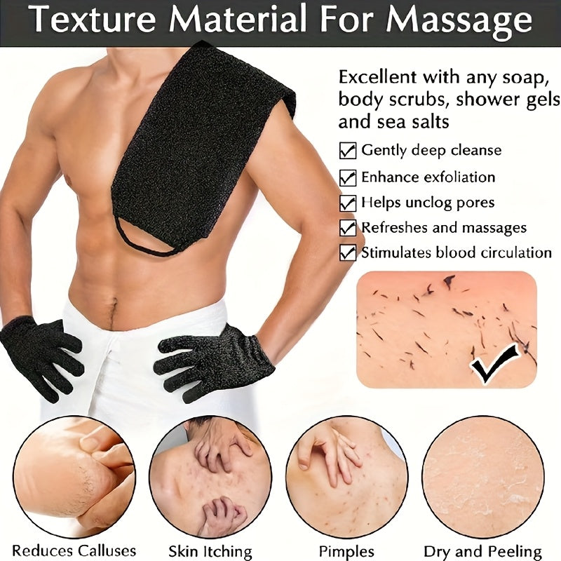 3‑Piece Exfoliating Dead Skin Removal Back Scrubber & Bath Gloves Set