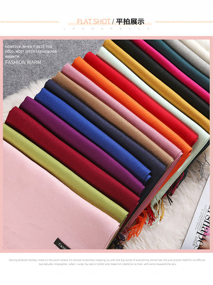 Cashmere scarf solid color- keep neck warm and protect your ends