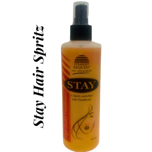"Hair spritz with light hold, non-sticky finish, and added shine"
"Panthenol and silk protein spray for smooth, conditioned hair"
"Lightweight styling spritz for control, sheen, and easy wash out"