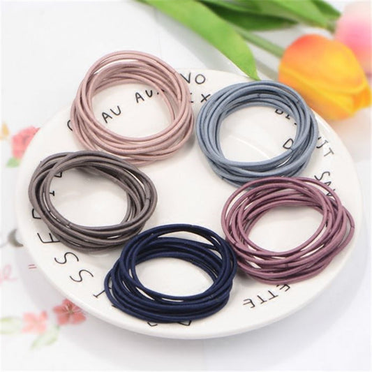 100pc High Elastic Base Hair Loops, 2mm Thick Durable Hair Ties for Secure Hold