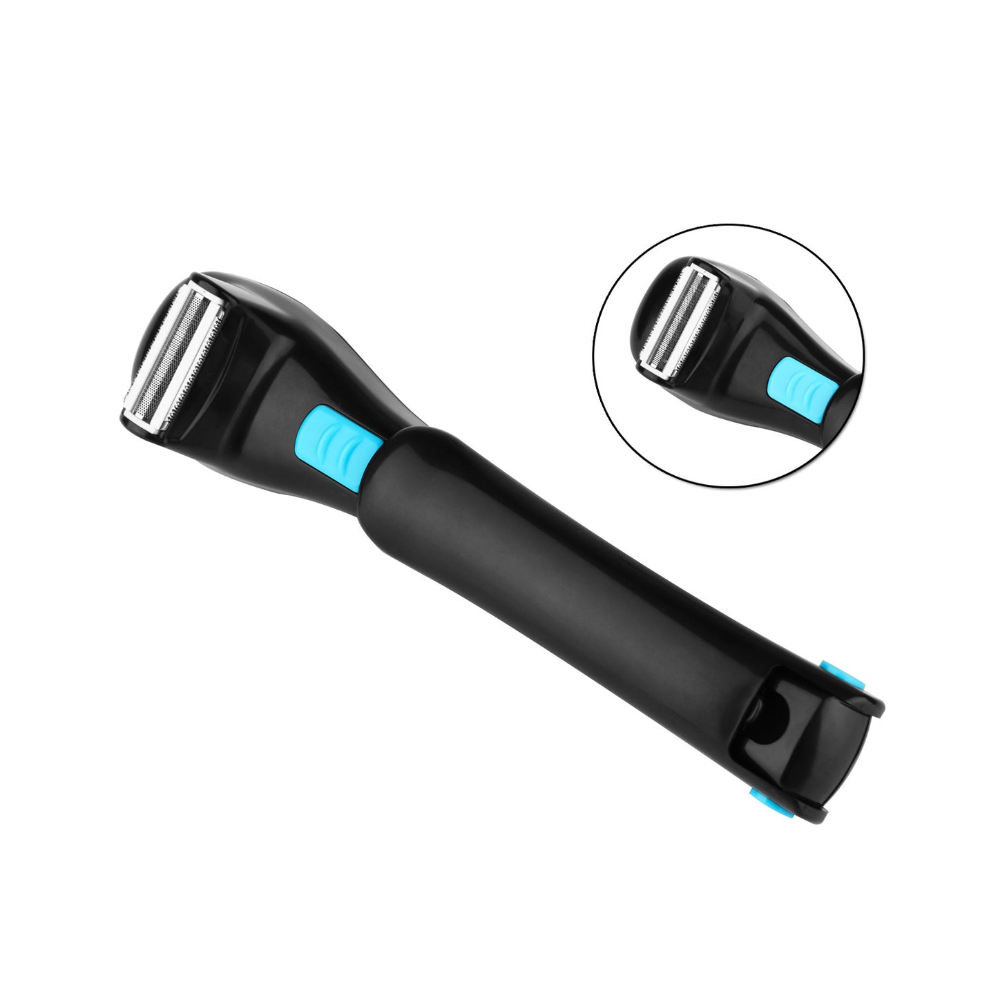 collapsible handle electric back shaver unisex use
battery powered body hair remover black color razor
long handle back shaver for hard to reach areas
electric grooming razor for smooth body shaving
