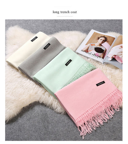 Cashmere scarf solid color- keep neck warm and protect your ends