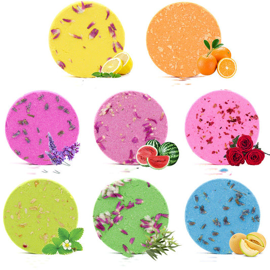 aromatherapy shower steamers essential oil bath tablets
round shower steamer tablets dissolving in water
spa shower tablets for relaxation and stress relief
scented shower bombs with essential oils