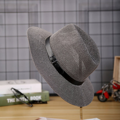 Middle-aged man wearing a breathable straw sun hat outdoors on a sunny day with casual summer clothing.
Classic wide-coverage straw hat for men designed for sun protection, gardening, fishing, and outdoor activities.
Lightweight woven straw sun hat with breathable design providing comfort and shade during warm weather.
