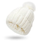 Fashion Stretchy Satin Lined Skull Knit Hats Beanie Hat Faux Fur Pom Pom Hat Winter Keep Warming Beanie Hat