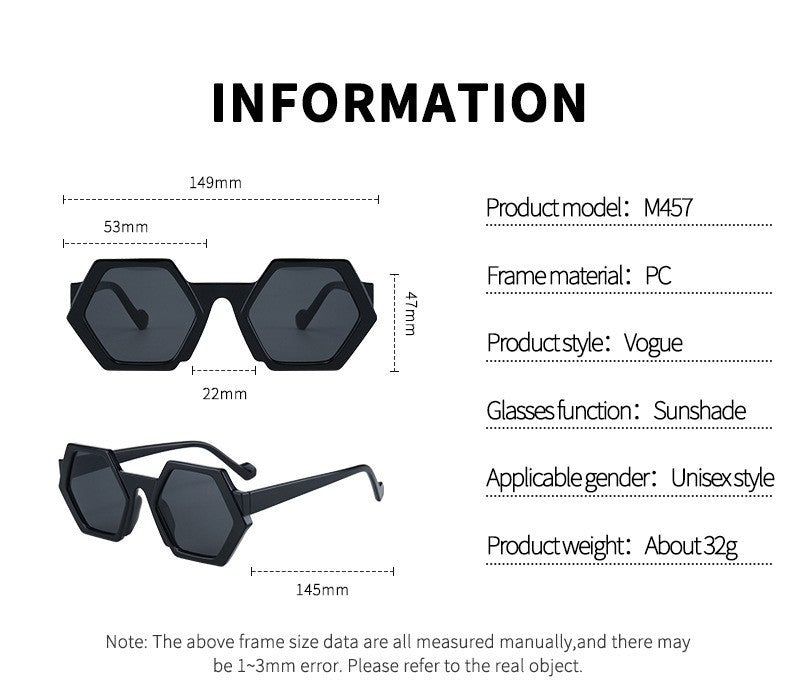 Polygonal sunglasses with geometric frame for modern fashion style
Unisex retro sunglasses with unique angular design
Stylish polygon sunglasses for men and women outdoor wear
Lightweight geometric sunglasses for daily fashion and sun protection
