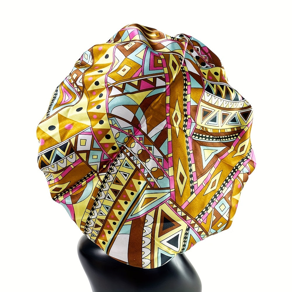Double Layer Large Print Hair Bonnet