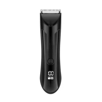 Black hair clipper with digital display on a white background