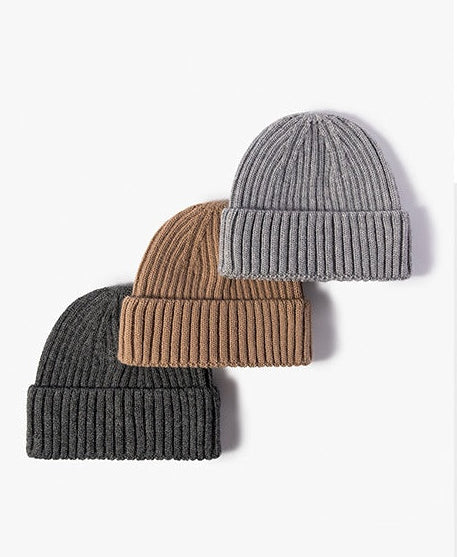 Classic Knitted Cuff Fisherman Rabbit Fur Beanie