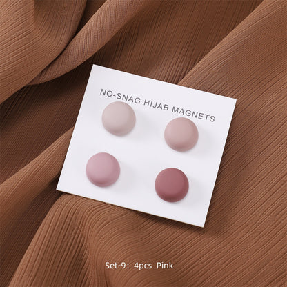 Magnetic hijab pins no snag colorful macaron clasp set
Strong magnetic scarf clips holding hijab without holes
Round colorful hijab magnets for secure fabric hold
Lightweight no snag hijab clasps for everyday wear