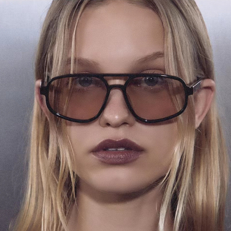 Fashion Double Bridge Oval Sunglasses