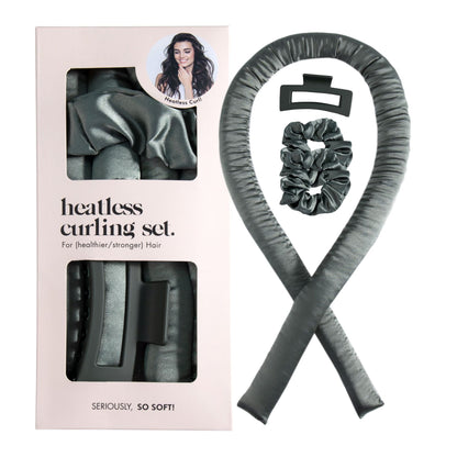 heatless hair curler ribbon overnight curls set
fabric hair curling rod with clip and hair ties
no heat hair curling tool soft waves styling
overnight hair curler set for natural curls
