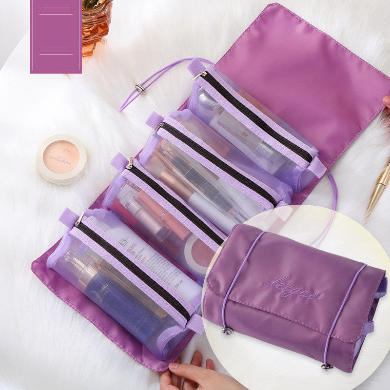 4-in-1 Travel Cosmetic Bag – Detachable Toiletry Organizer Roll-Up Storage Pouch.