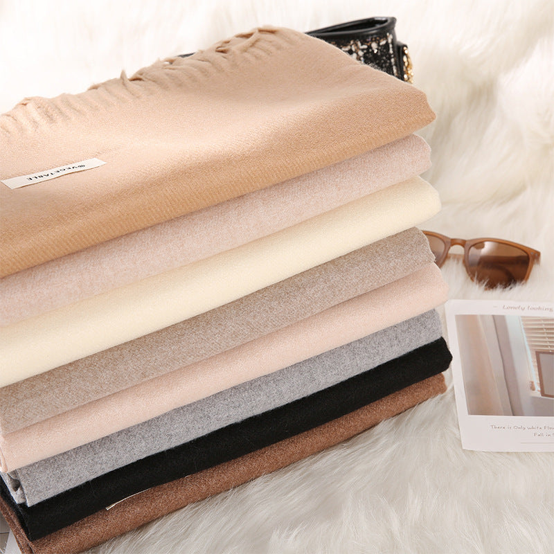 Women's Fashionable All-match Cashmere Tassel Double-sided Scarf