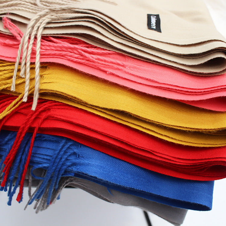 Cashmere scarf solid color- keep neck warm and protect your ends