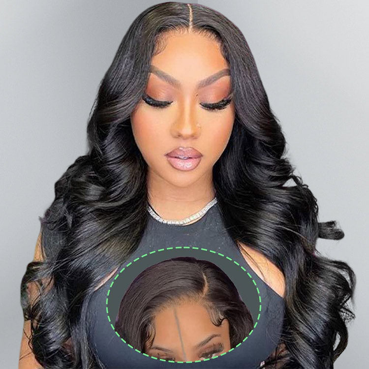 Body Wave Human Hair 4x7 Lace Closure Wig – Natural Color, 200% Density