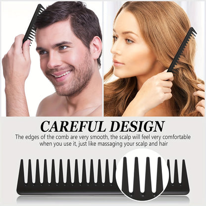 3pcs Haircutting Wide-Tooth Comb Set, Smooth Hairstyling Kit, Carbon Fiber Styling Haircutting Comb, Anti-Static and Heat-Resistant, Black, Suitable for Men and Women with Curly Hair at Home, for Salon and Home Use, 3pcs Haircutting Set