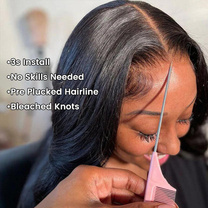 Body Wave Human Hair 4x7 Lace Closure Wig – Natural Color, 200% Density