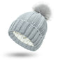 Fashion Stretchy Satin Lined Skull Knit Hats Beanie Hat Faux Fur Pom Pom Hat Winter Keep Warming Beanie Hat