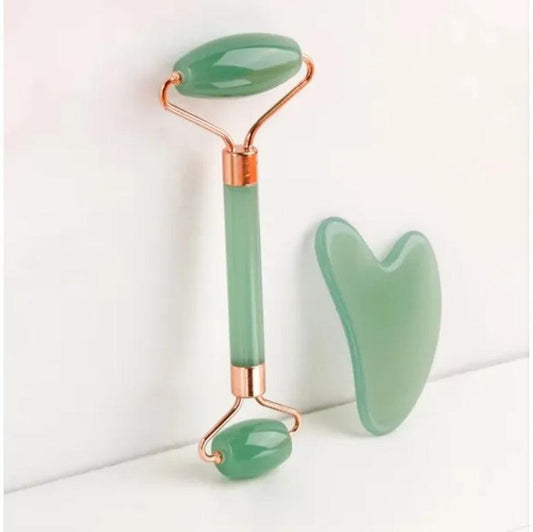 Facial Jade Roller & Gua Sha Set – De-Puff, Sculpt & Refresh.