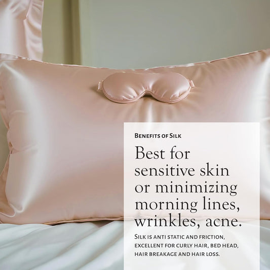 Mulberry Silk Pillowcase Gift Set, Eye Mask, Pillowcase, and Scrunchie