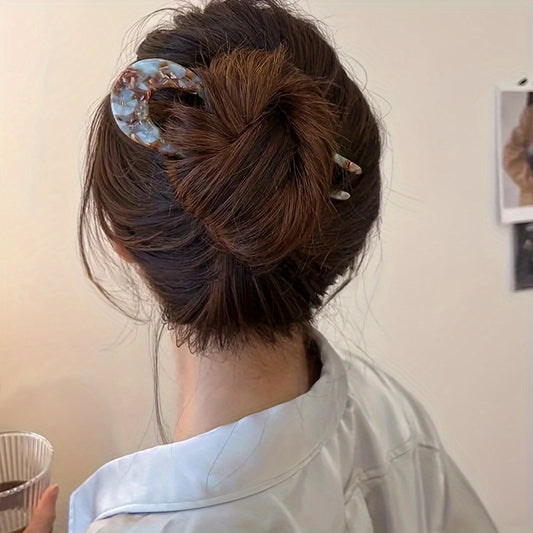 U-shaped hair pin for creating secure bun hairstyles
Women’s acetate hair accessory for updos and twists
Elegant hair pin for quick and easy styling
Strong hold bun maker hair accessory for daily use