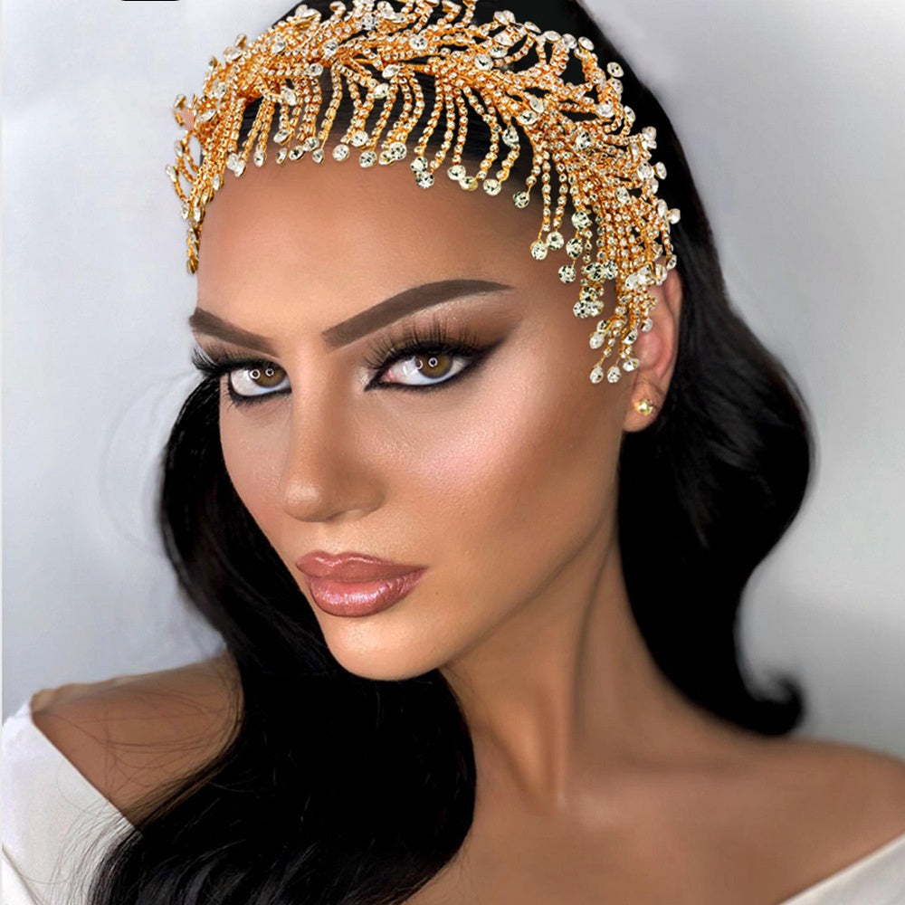 Handmade rhinestone silk hair chain with tassel design
Gold crystal hair accessory with S-shaped arc style
Silver rhinestone headpiece with flowing tassels
Statement hair jewelry for women street style fashion