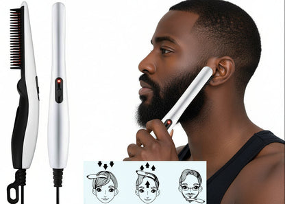 Portable Heated Beard & Hair Straightening Comb – Fast Styling & Grooming.