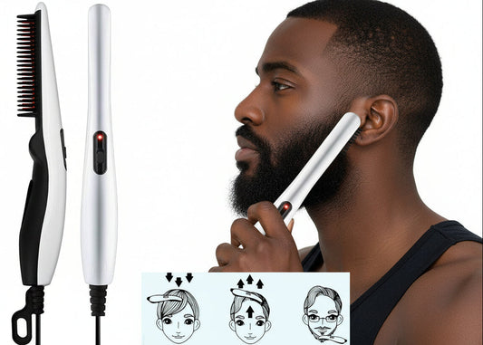 Heated beard and hair straightening brush for thick and unruly hair